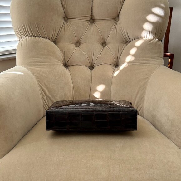 VTG Auth. DONNA ELISSA for HANDBAG GALLERY Genuine Crocodile Large Clutch - Picture 5 of 6